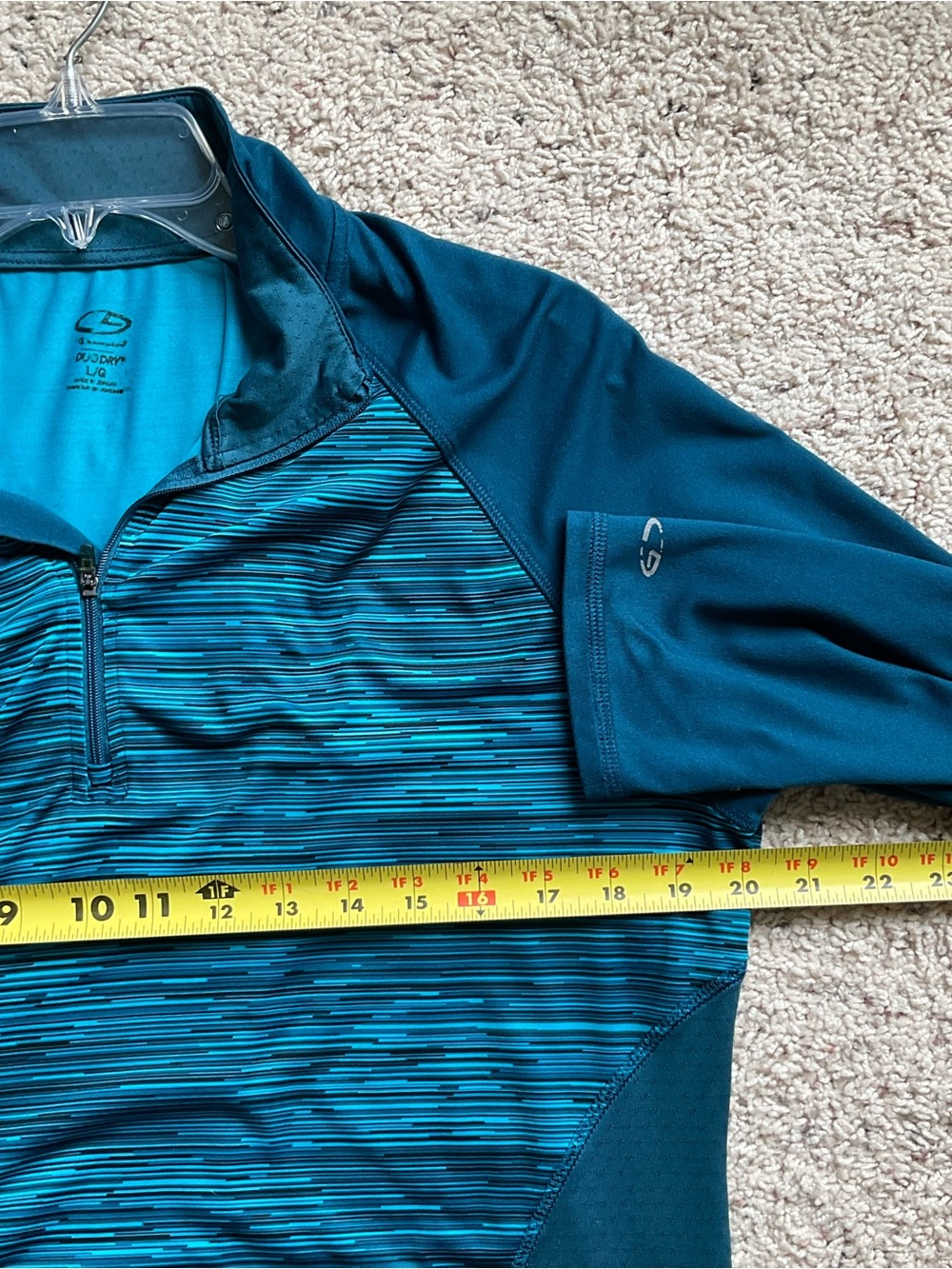Champion Teal & Aqua Quarter-Zip Long Sleeve Sweatshirt women’s L - Picture 6 of 8